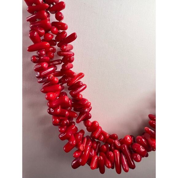 NEW Bamboo coral multi stone sterling silver necklace - Picture 15 of 16